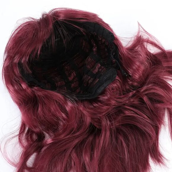 Red Wavy Bob Wig with Bangs - Picture 5 of 5